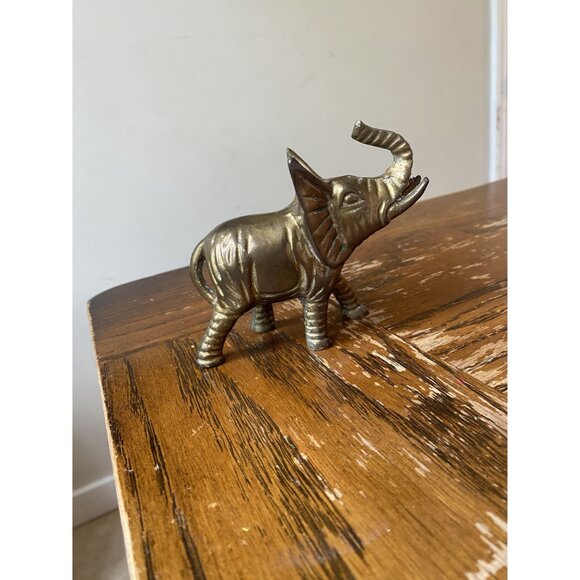 Vintage Solid Brass Elephant Figurine 4" - Picture 3 of 7